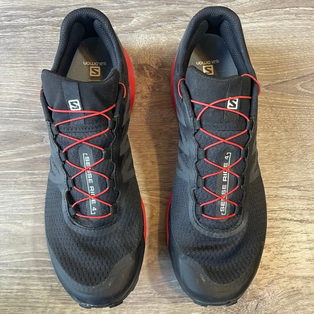 Salomon Sense Ride 4 Mens Trail Running Shoes Black Red 413781 Size 12